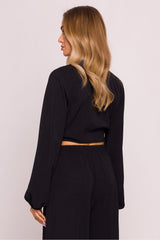 Blusa elegante con cuello en V y manga larga