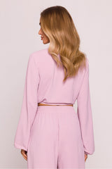 Blusa elegante con cuello en V y manga larga