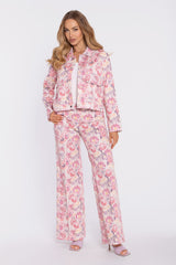 Chaqueta estampado floral con bolsillos