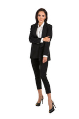 Blazer abierto con solapa y bolsillos