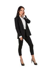 Blazer abierto con solapa y bolsillos