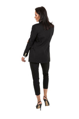 Blazer abierto con solapa y bolsillos