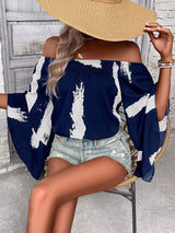 Blusa boho bicolor con hombros descubiertos