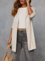 Blazer largo abierto con solapa