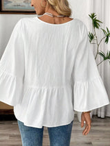 Blusa boho con cuello en V y manga ancha