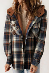 Chaqueta con capucha de cuadros
