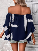 Blusa boho bicolor con hombros descubiertos