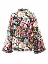 Chaqueta larga acolchada floral con forro sherpa