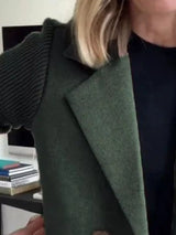 Chaqueta de punto canalé con solapa y doble botonadura
