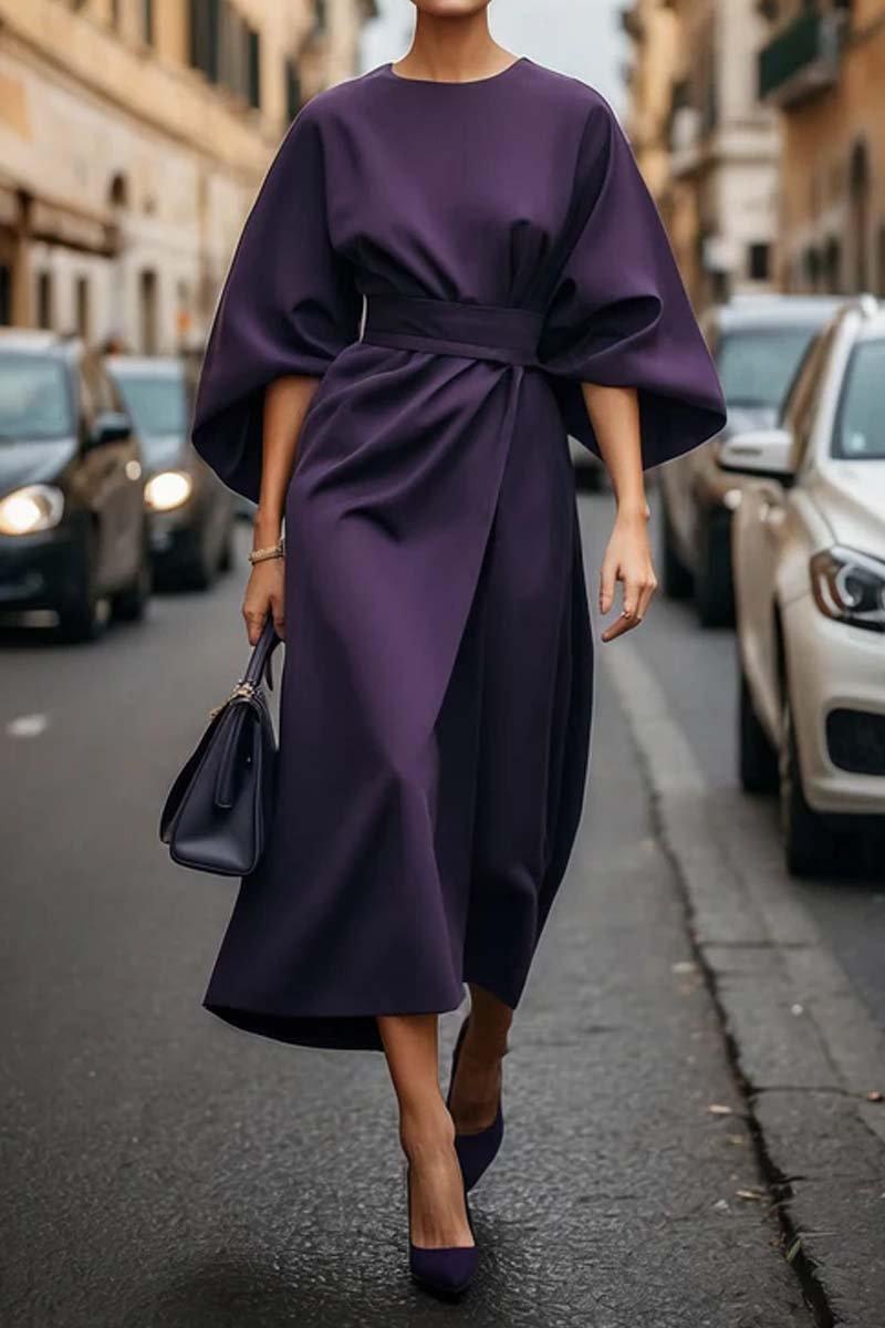 Vestido de cintura elegante de color sólido