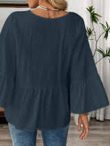 Blusa boho con cuello en V y manga ancha
