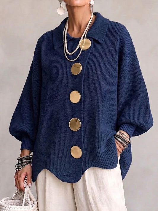 Bruna | Cardigan Oversize de Punto con Botones Grandes